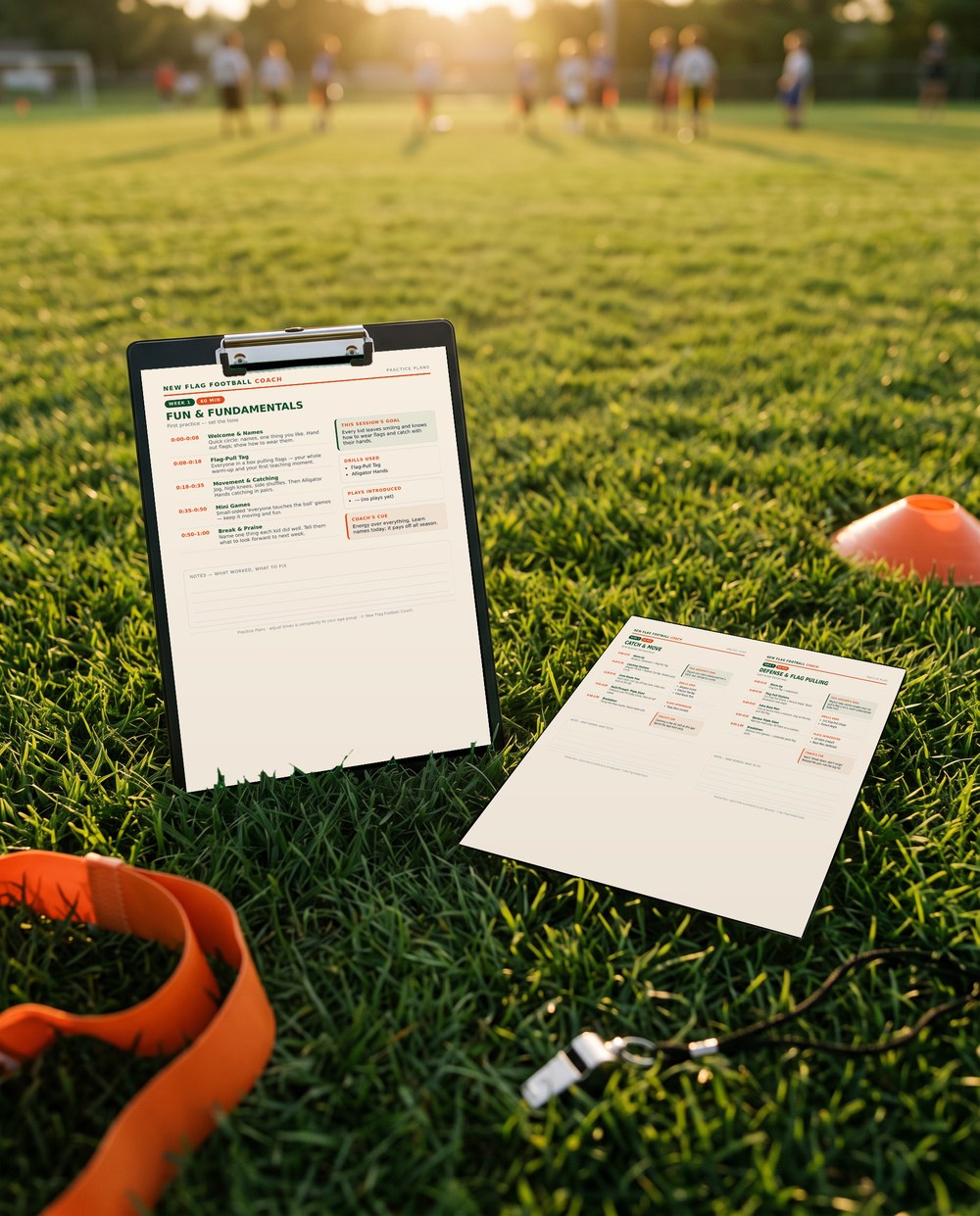Week 1 minute-by-minute flag football practice plan